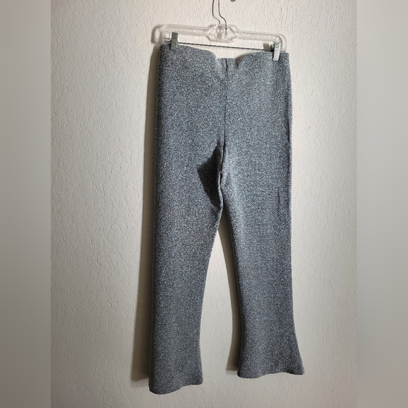 H&m shimmery silver flare holiday christmas party pants | size L - Picture 3 of 4